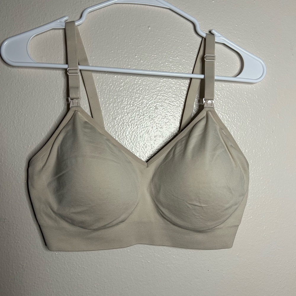 AUDEN Nursing / Maternity Lightly Lined Seamless Tan Bra Sz: L - Picture 2 of 7